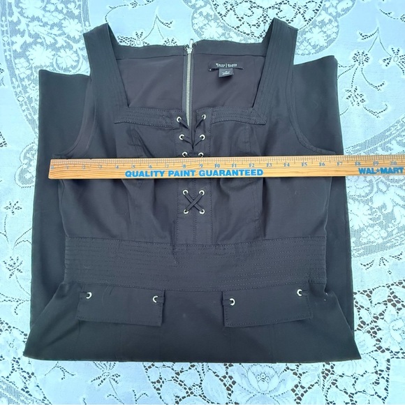 White House Black Market sleeveless lace up Black Whimsigoth Edgy Rocker Dress 8 - Picture 4 of 14